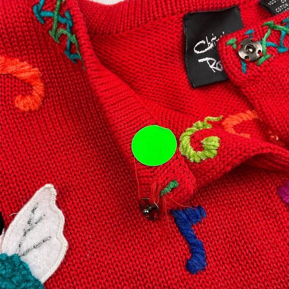 Christina Rotelli Cardigan Women Medium Red Multi Angels Music Christmas Sweater - Picture 9 of 14